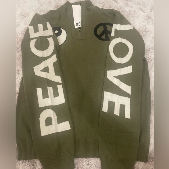 Love Moschino Mens Love Peace Green Sweater Sz L - Picture 5 of 8